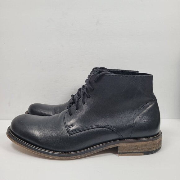 Aldo Men's Black Leather Lace-Up Ankle Boots US Size 8 - Picture 2 of 8